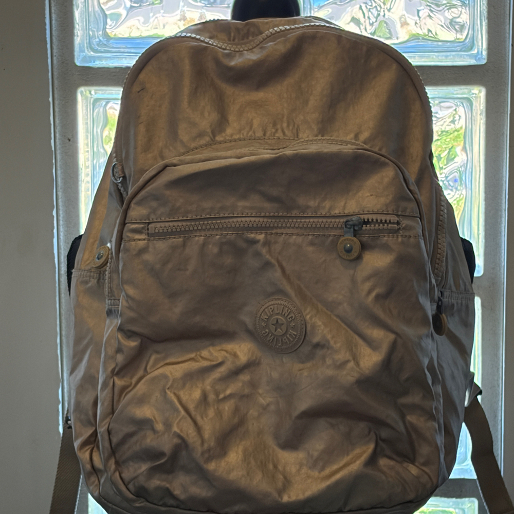 Kipling Gold Metallic Backpack